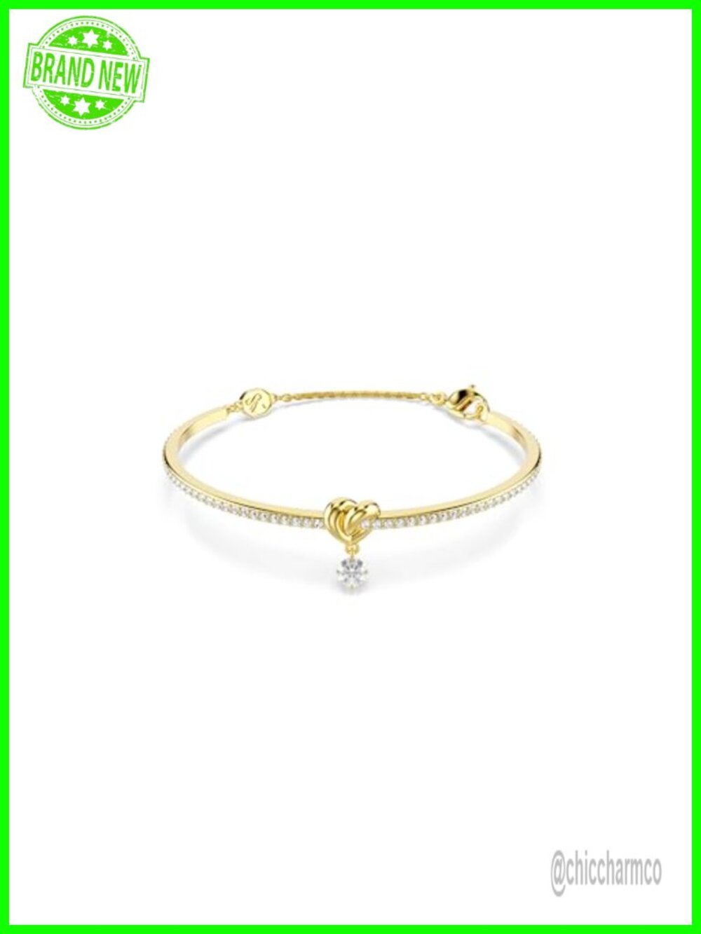 Swarovski Lifelong Bangle Gold-tone Plated Heart Crystal Bracelet